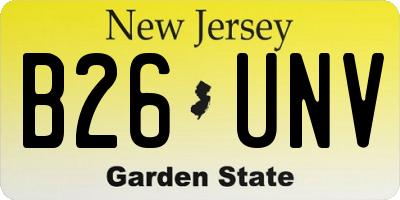 NJ license plate B26UNV