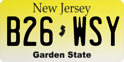 NJ license plate B26WSY