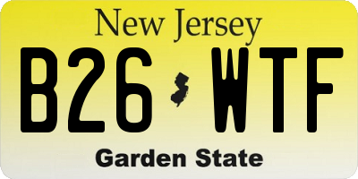 NJ license plate B26WTF