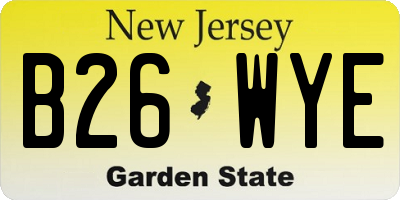 NJ license plate B26WYE
