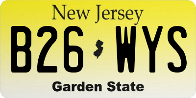 NJ license plate B26WYS