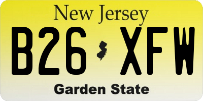 NJ license plate B26XFW