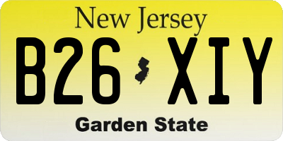 NJ license plate B26XIY