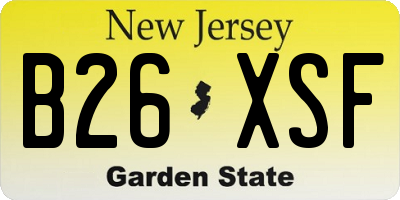 NJ license plate B26XSF