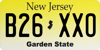 NJ license plate B26XXO
