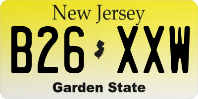 NJ license plate B26XXW