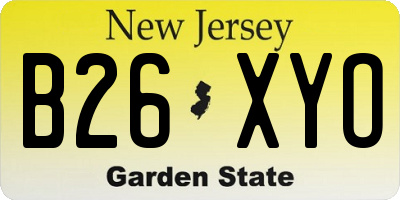 NJ license plate B26XYO