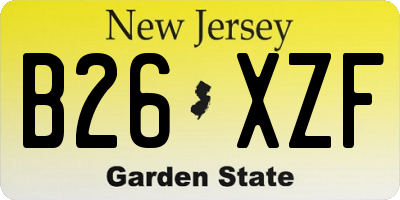 NJ license plate B26XZF