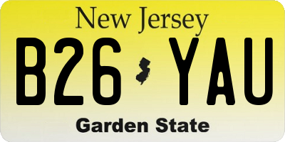NJ license plate B26YAU