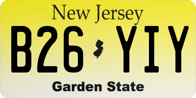 NJ license plate B26YIY