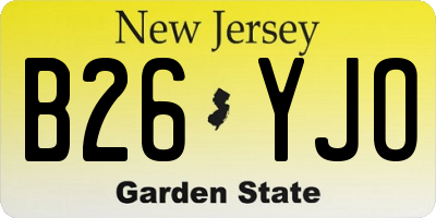 NJ license plate B26YJO