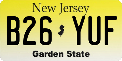 NJ license plate B26YUF