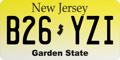 NJ license plate B26YZI