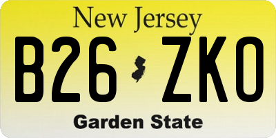 NJ license plate B26ZKO