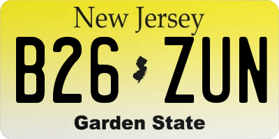 NJ license plate B26ZUN