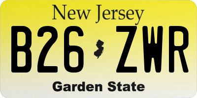 NJ license plate B26ZWR