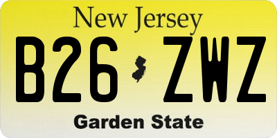 NJ license plate B26ZWZ
