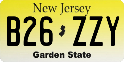 NJ license plate B26ZZY