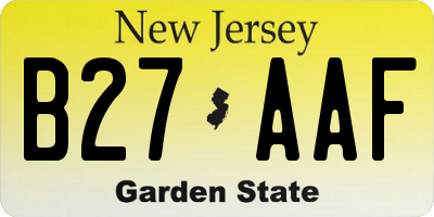 NJ license plate B27AAF