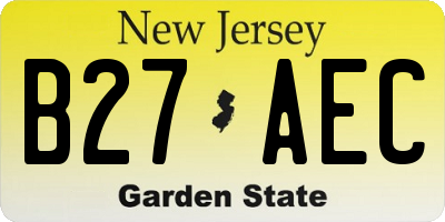 NJ license plate B27AEC