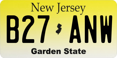 NJ license plate B27ANW