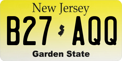 NJ license plate B27AQQ