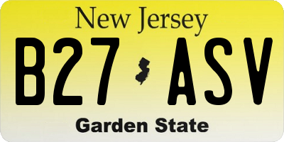 NJ license plate B27ASV