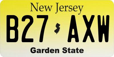 NJ license plate B27AXW