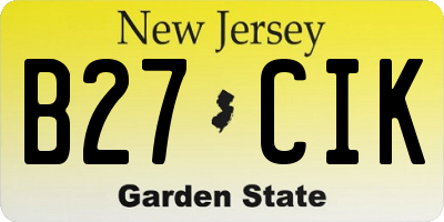 NJ license plate B27CIK