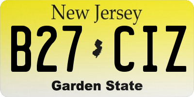 NJ license plate B27CIZ