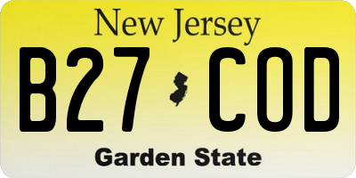 NJ license plate B27COD