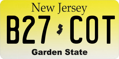 NJ license plate B27COT