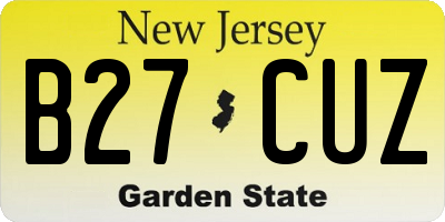 NJ license plate B27CUZ