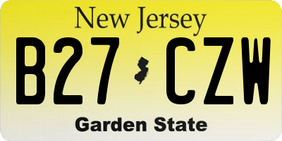 NJ license plate B27CZW