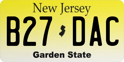 NJ license plate B27DAC