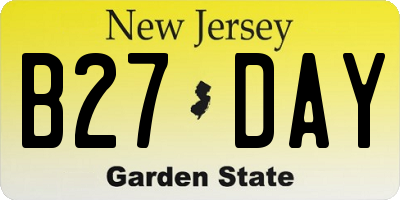 NJ license plate B27DAY