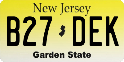 NJ license plate B27DEK