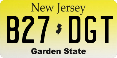 NJ license plate B27DGT