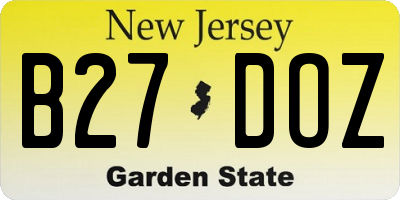 NJ license plate B27DOZ