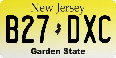 NJ license plate B27DXC