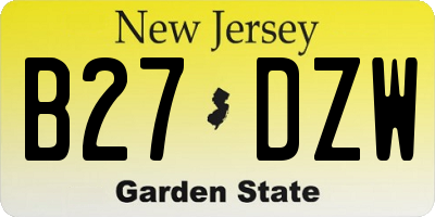 NJ license plate B27DZW