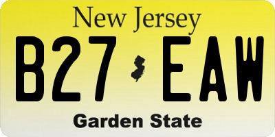 NJ license plate B27EAW