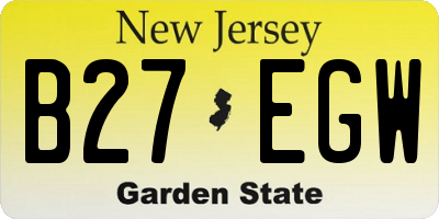 NJ license plate B27EGW