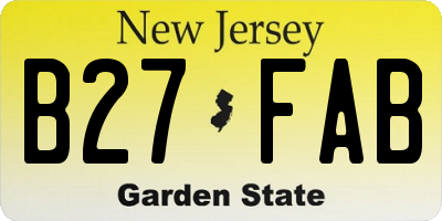 NJ license plate B27FAB