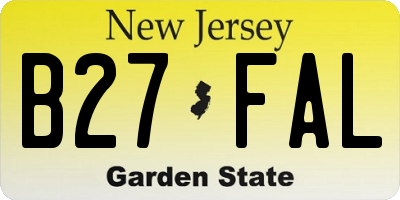 NJ license plate B27FAL