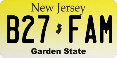 NJ license plate B27FAM