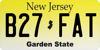 NJ license plate B27FAT