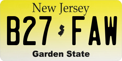 NJ license plate B27FAW