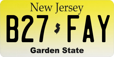 NJ license plate B27FAY