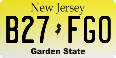 NJ license plate B27FGO